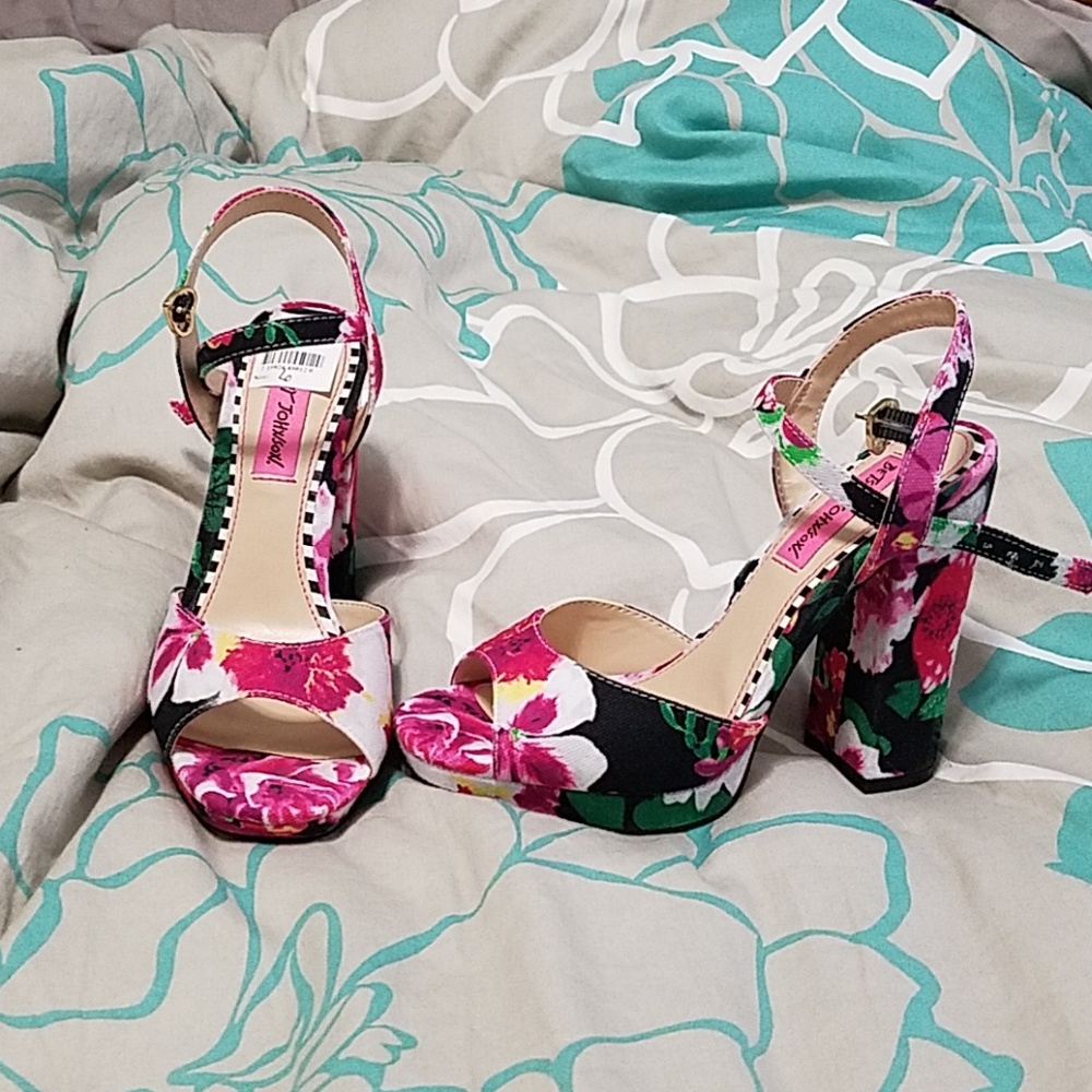 Betsey Johnson floral platform heels